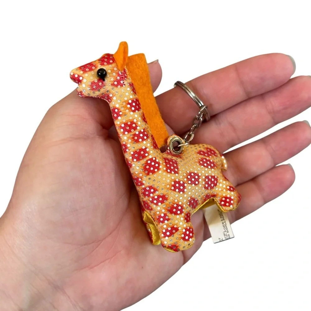 World Market Shimmering Sand Filled Giraffe Keychain Bag Charm 3.5
